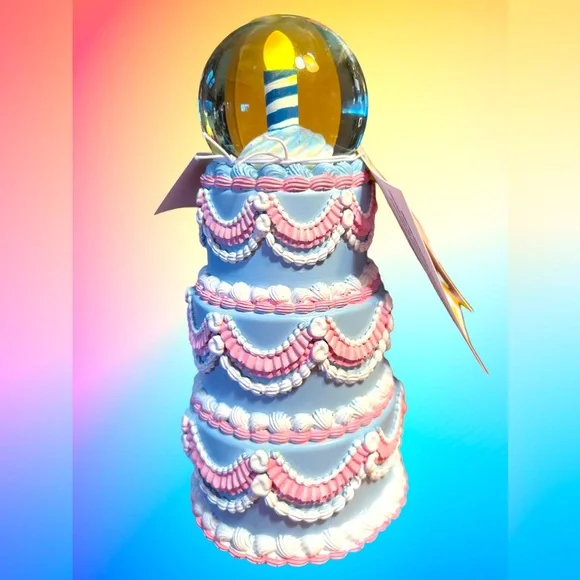 Whimsical NWT Birthday LED Pink & Blue Resin Celebration Birthday Layered Cake - Picture 3 of 9